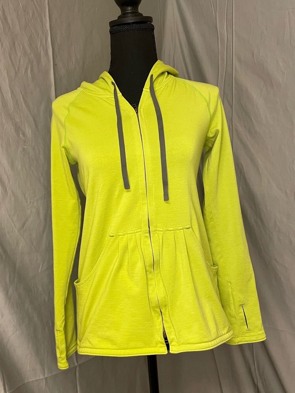 ibex Green Zip Hoodie with Drawstring Cotton/Wool blend